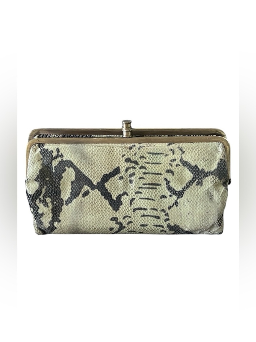 HOBO • Iconic Lauren Clutch Wallet Green Snake Print Leather